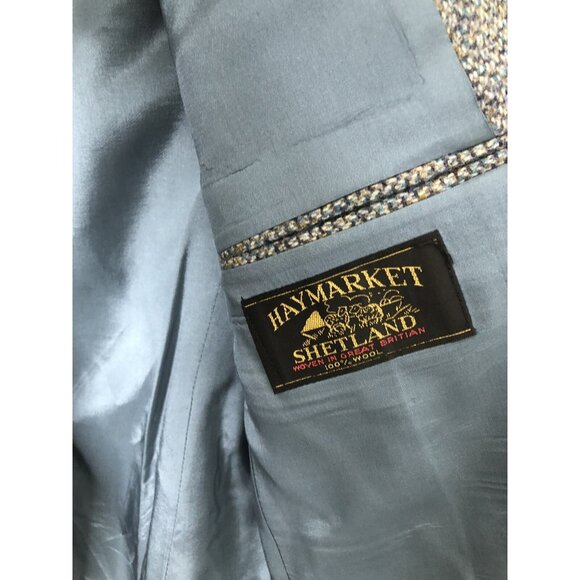 Haymarket Shetland Tip Top British Wool Men's 38 Blazer Tweed Blue Gray - Picture 6 of 7